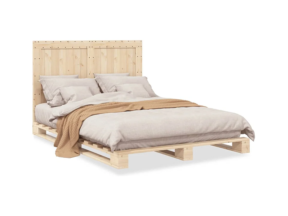 Bedframe met hoofdbord massief grenenhout 160x200 cm