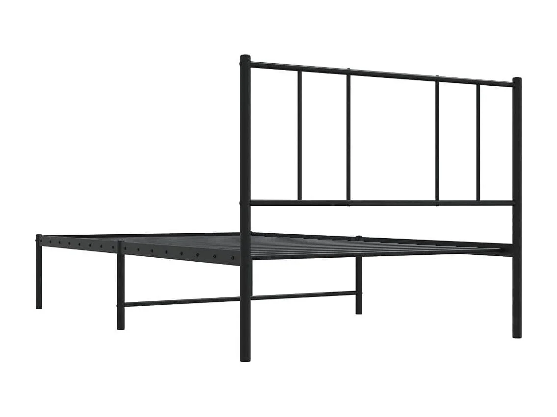 Cadre de lit métal avec tête de lit noir 75x190