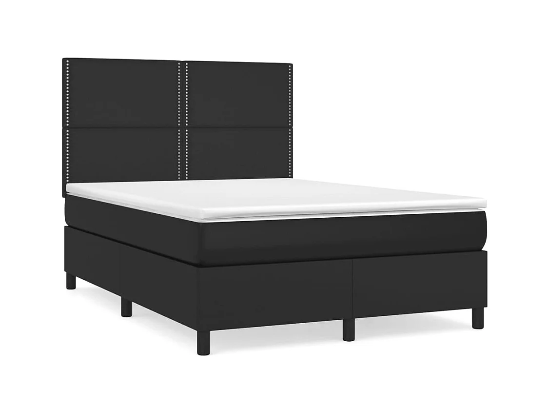 Sommier à lattes de lit avec matelas Noir 140x200 Similicuir
