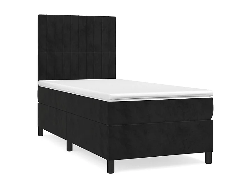 Sommier à lattes de lit avec matelas Noir 100x200 Velours