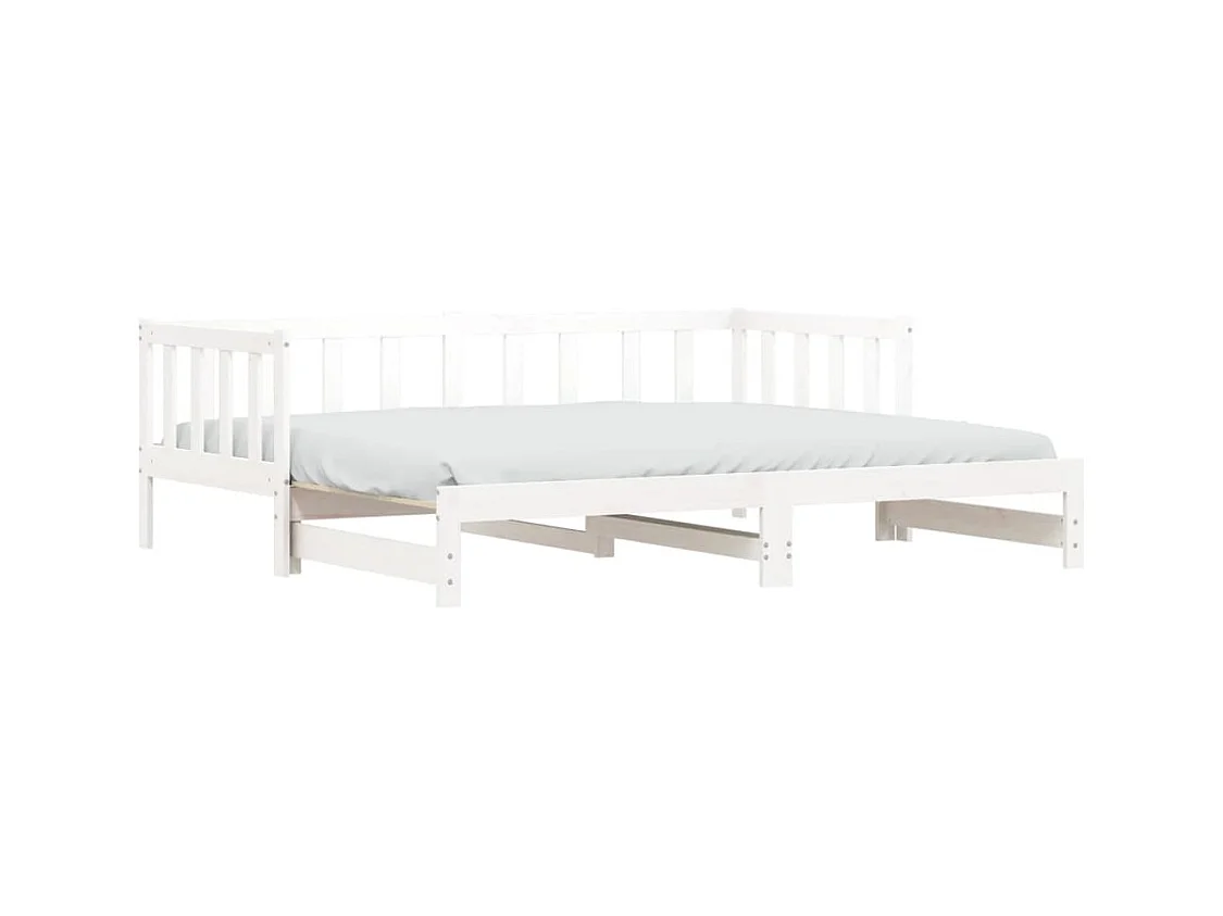 Lit de jour avec lit gigogne blanc 90x200 bois de pin massif