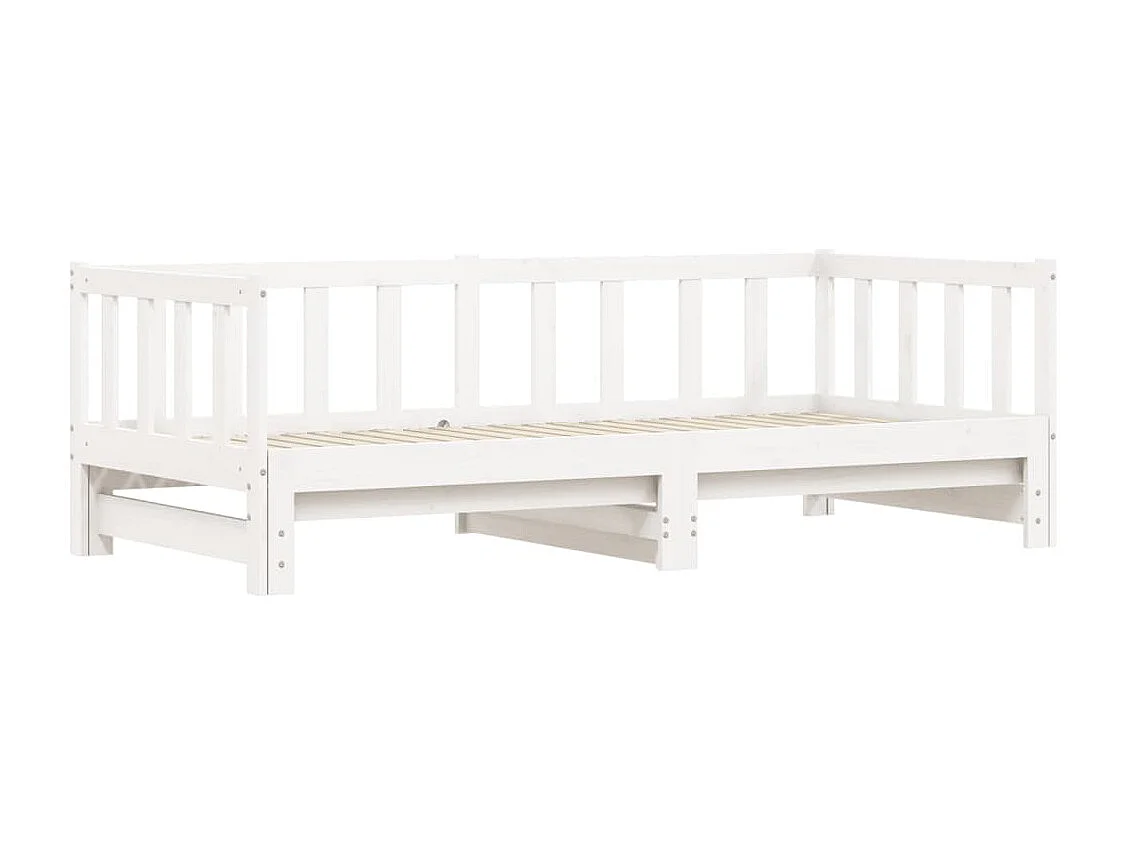 Lit de jour avec lit gigogne blanc 90x200 bois de pin massif