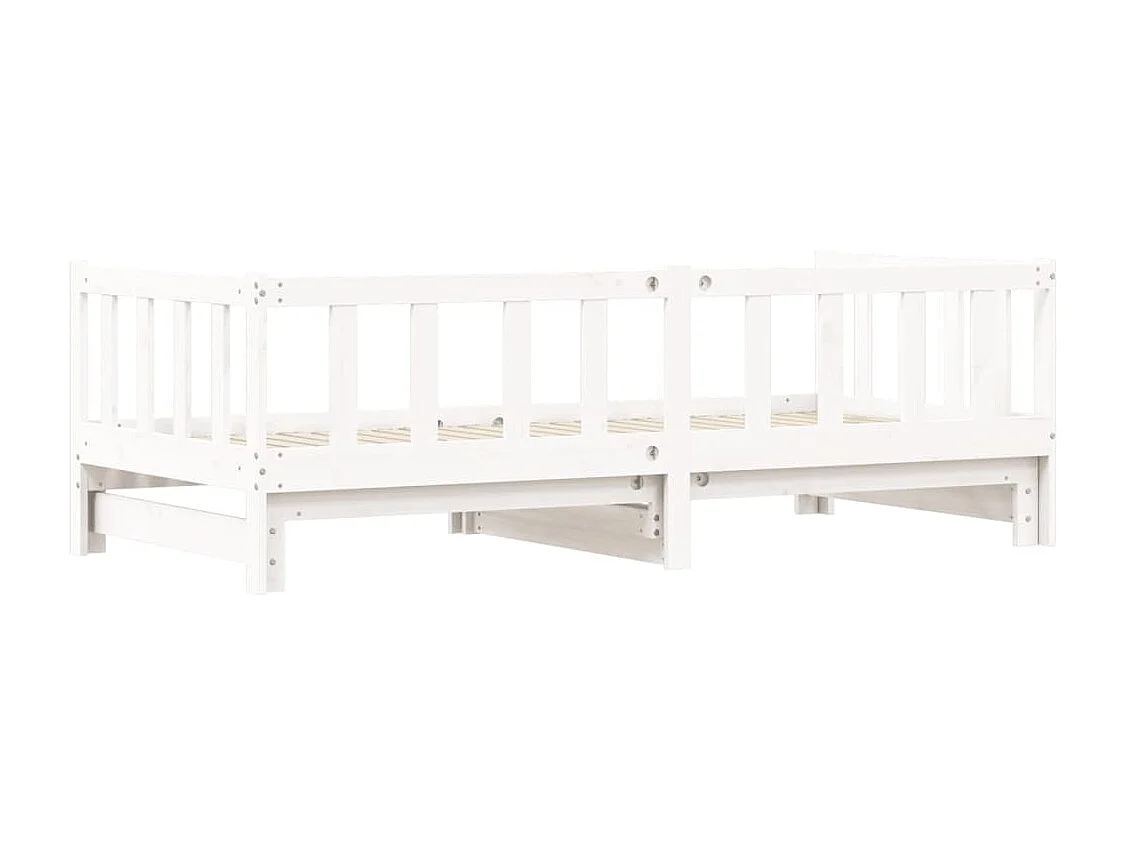 Lit de jour avec lit gigogne blanc 90x200 bois de pin massif