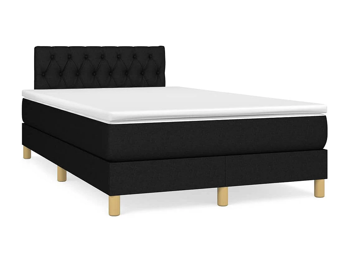 Sommier à lattes de lit avec matelas noir 120x190 tissu