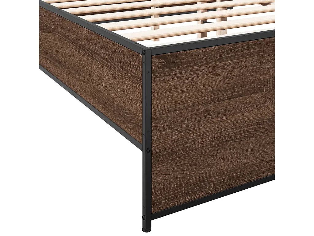 Cadre de lit chêne marron 120x200 bois d'ingénierie et métal