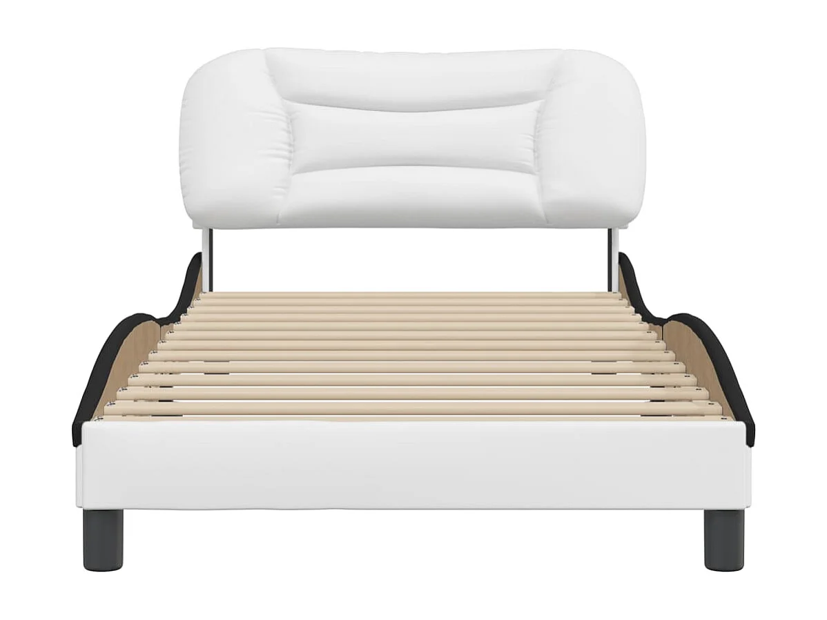 Cadre de lit et tête de lit blanc et noir 100x200 similicuir