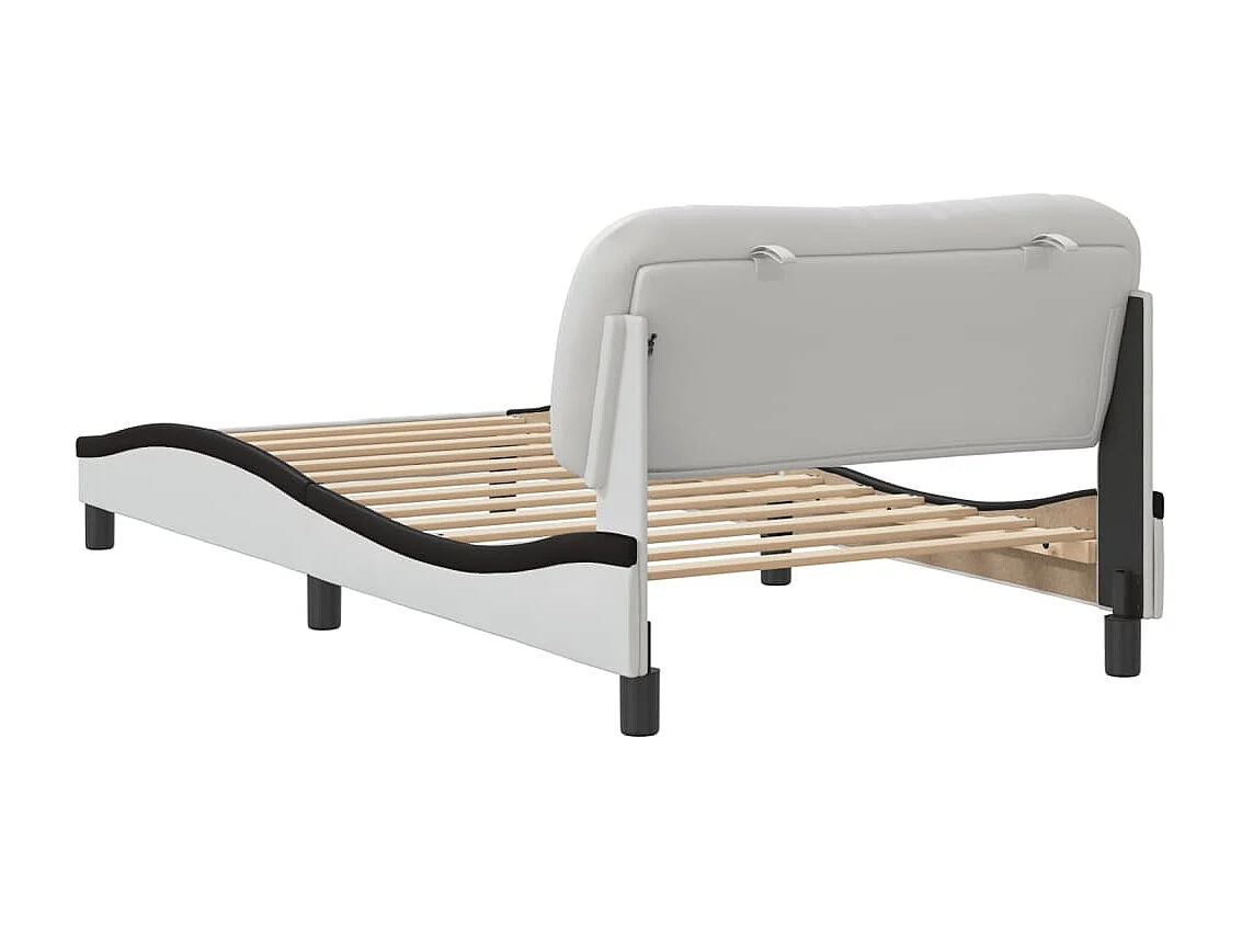 Cadre de lit et tête de lit blanc et noir 100x200 similicuir