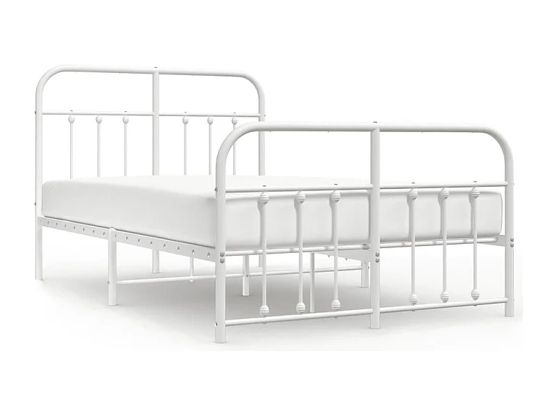 Cadre de lit métal avec tête de lit-pied de lit blanc 120x200