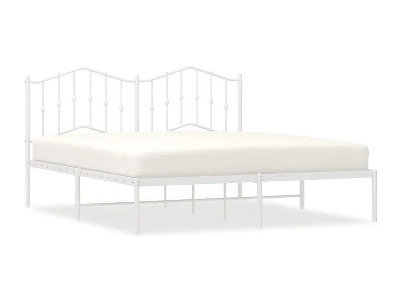 Cadre de lit métal avec tête de lit blanc 183x213