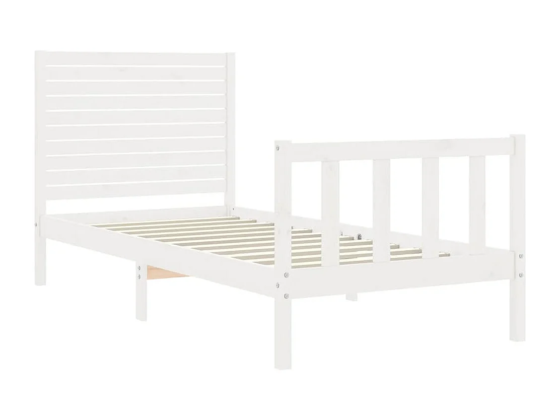 Cadre de lit avec tête de lit blanc 90x200 bois massif