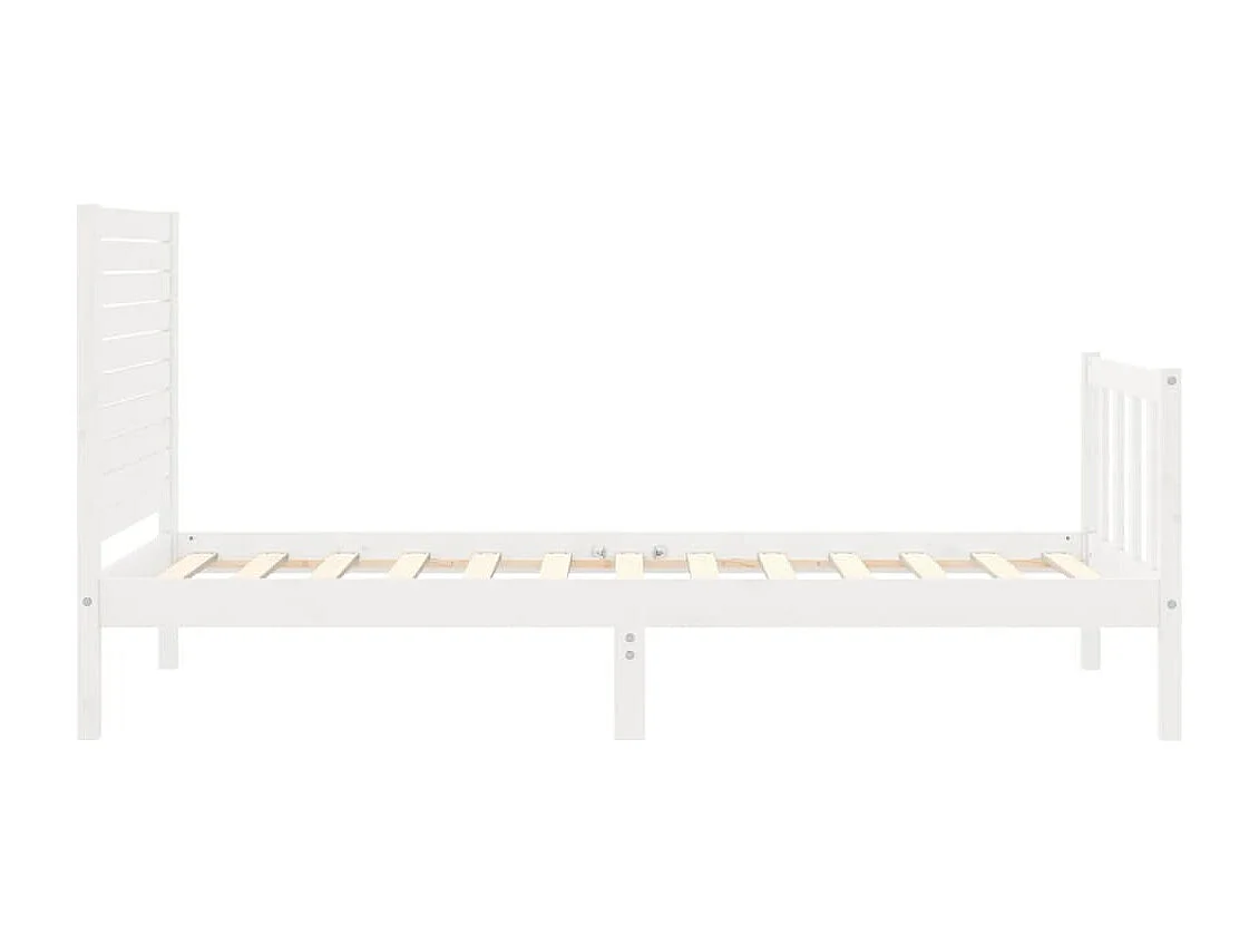Cadre de lit avec tête de lit blanc 90x200 bois massif