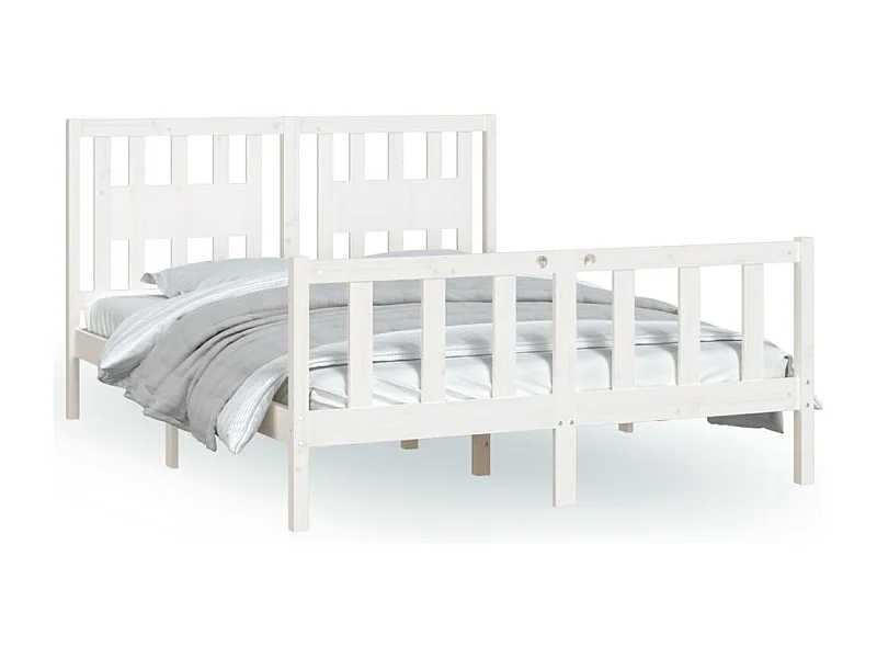 Cadre de lit avec tête de lit blanc bois pin massif 120x200