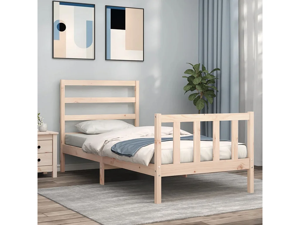 Cadre de lit avec tête de lit 90x190 bois massif