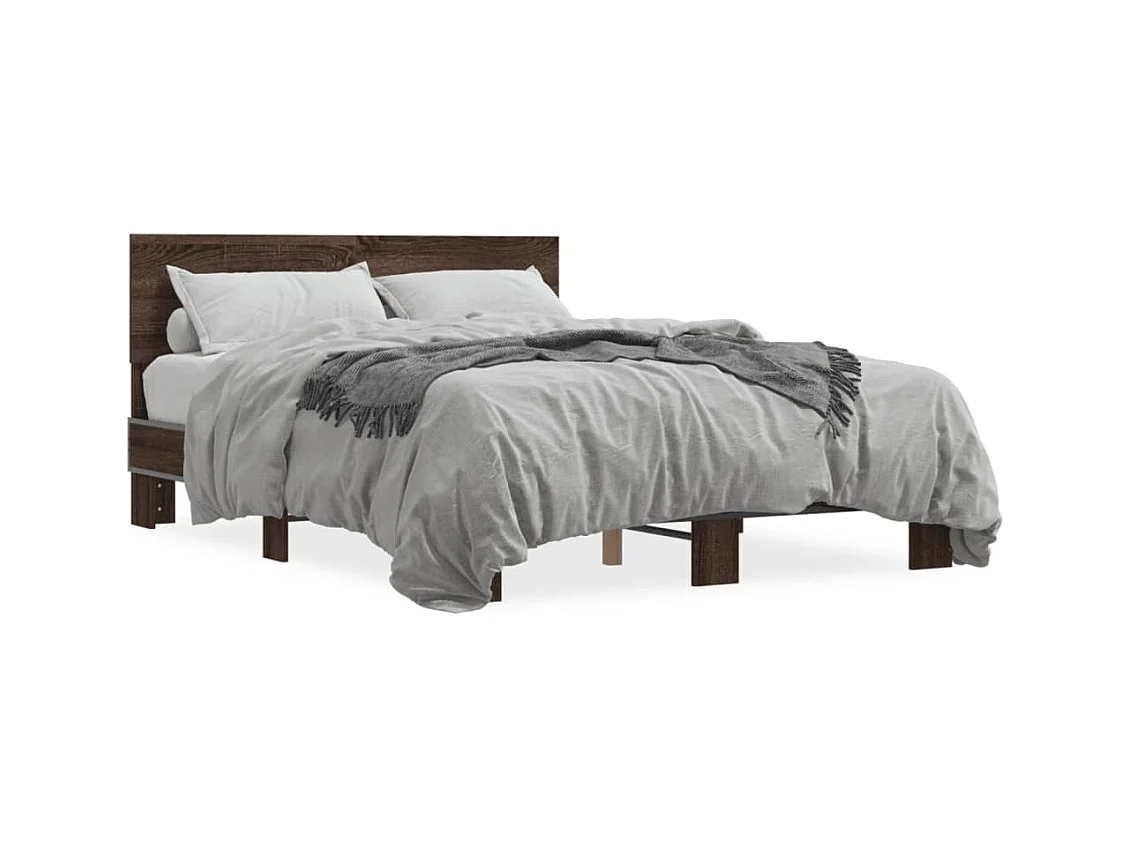 Cadre de lit chêne marron 120x200 bois d'ingénierie et métal