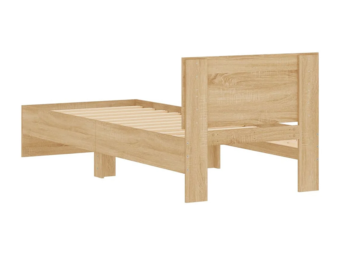 Cadre de lit avec tête de lit chêne sonoma 75x190