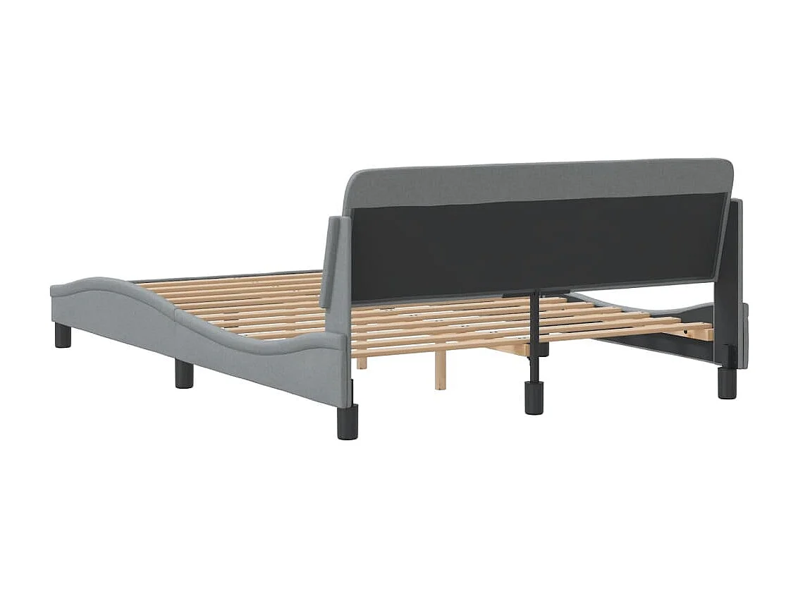 Cadre de lit avec tête de lit Gris clair 140x190 Tissu