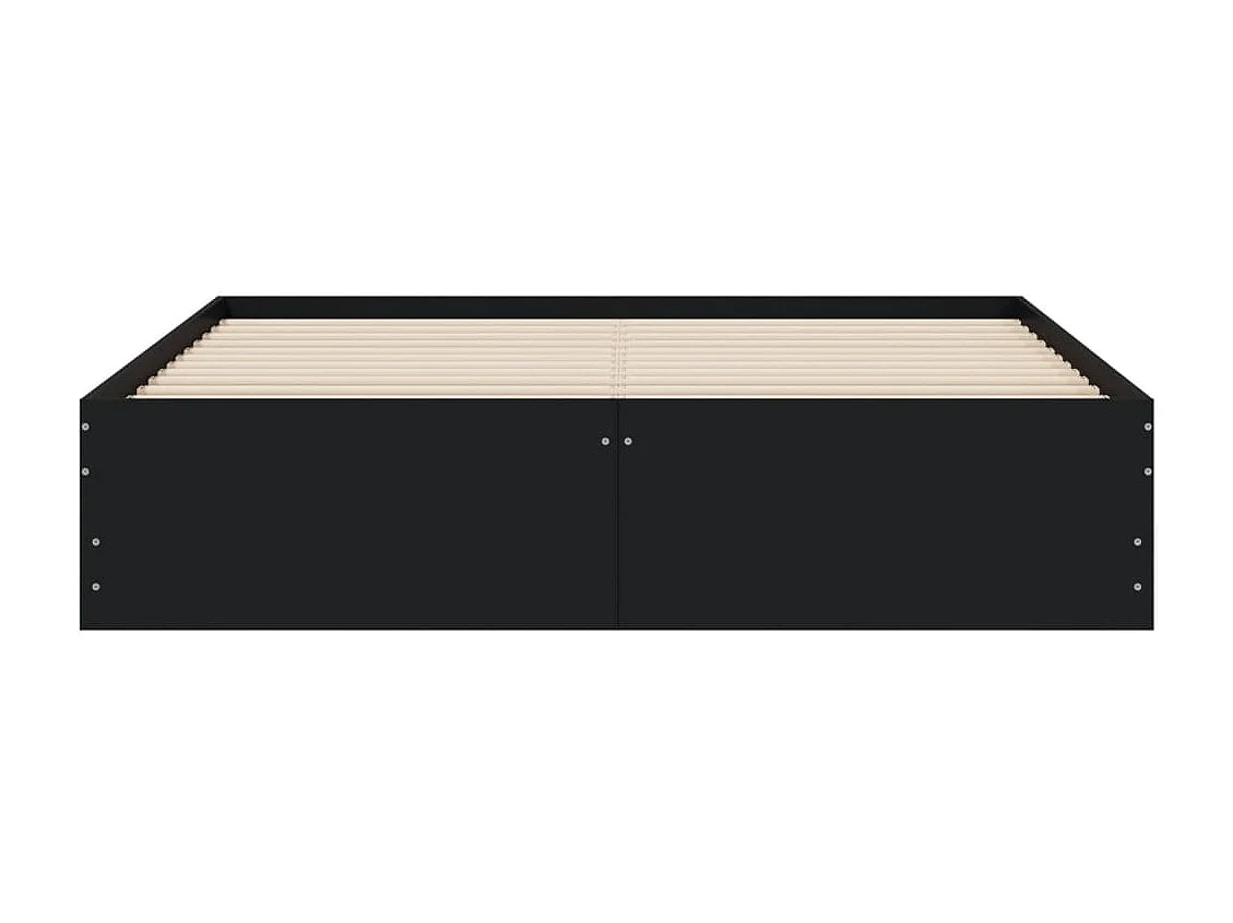 Cadre de lit avec tiroirs noir 150x200 bois d'ingénierie