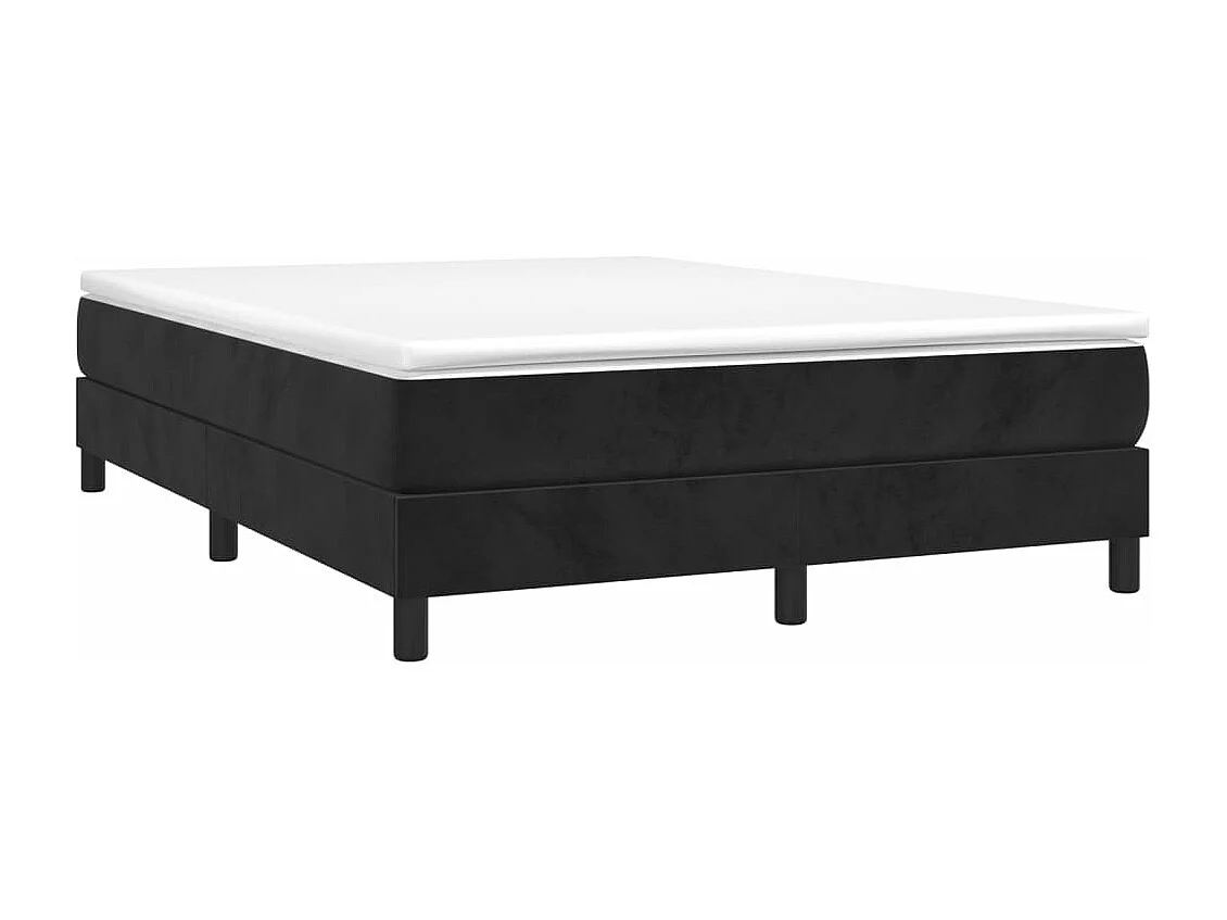 Sommier à lattes de lit avec matelas Noir 140x190 Velours
