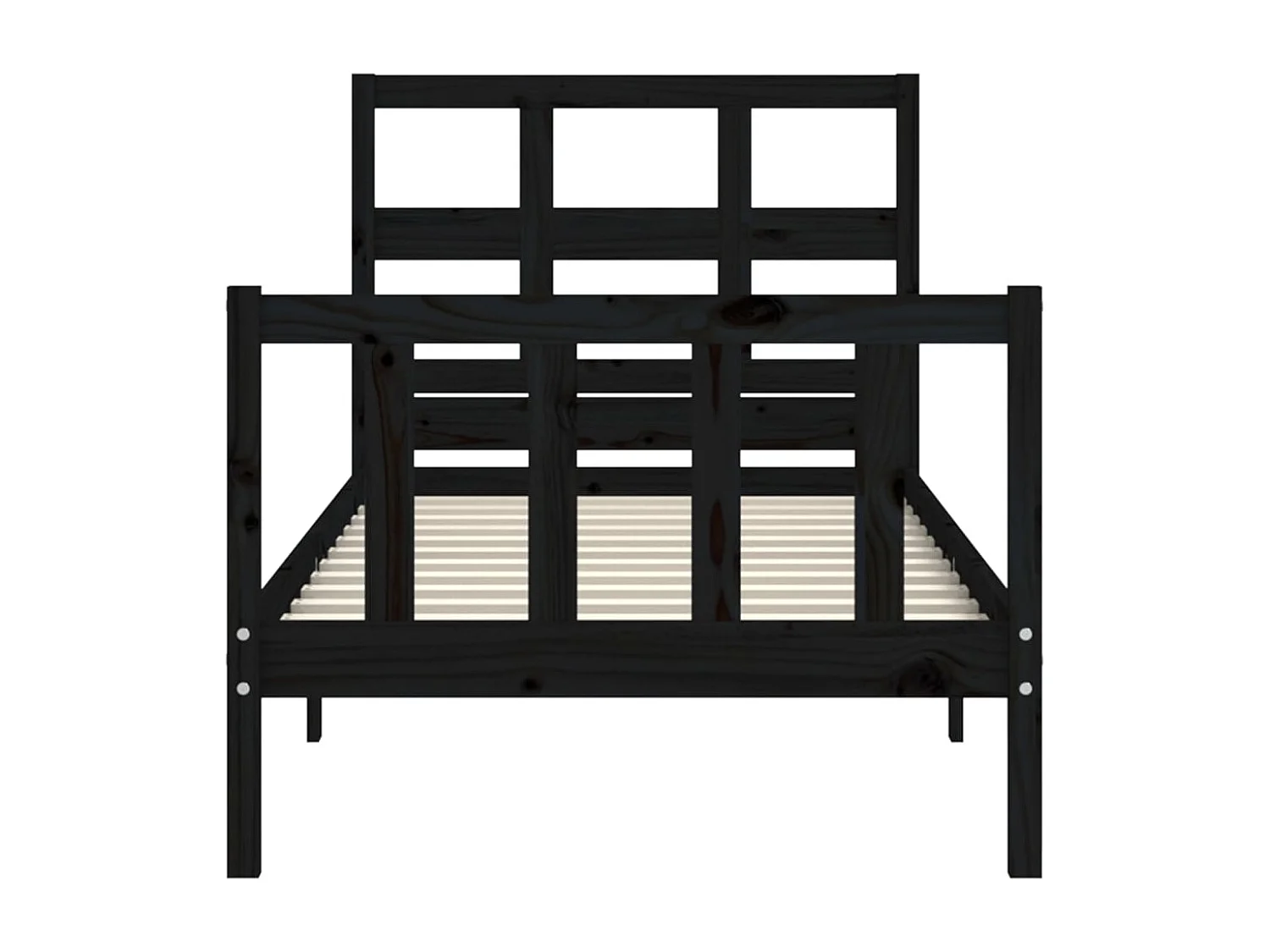 Cadre de lit avec tête de lit noir simple bois massif