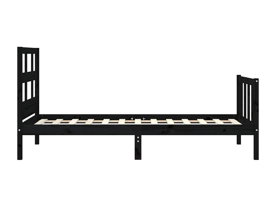 Cadre de lit avec tête de lit noir simple bois massif