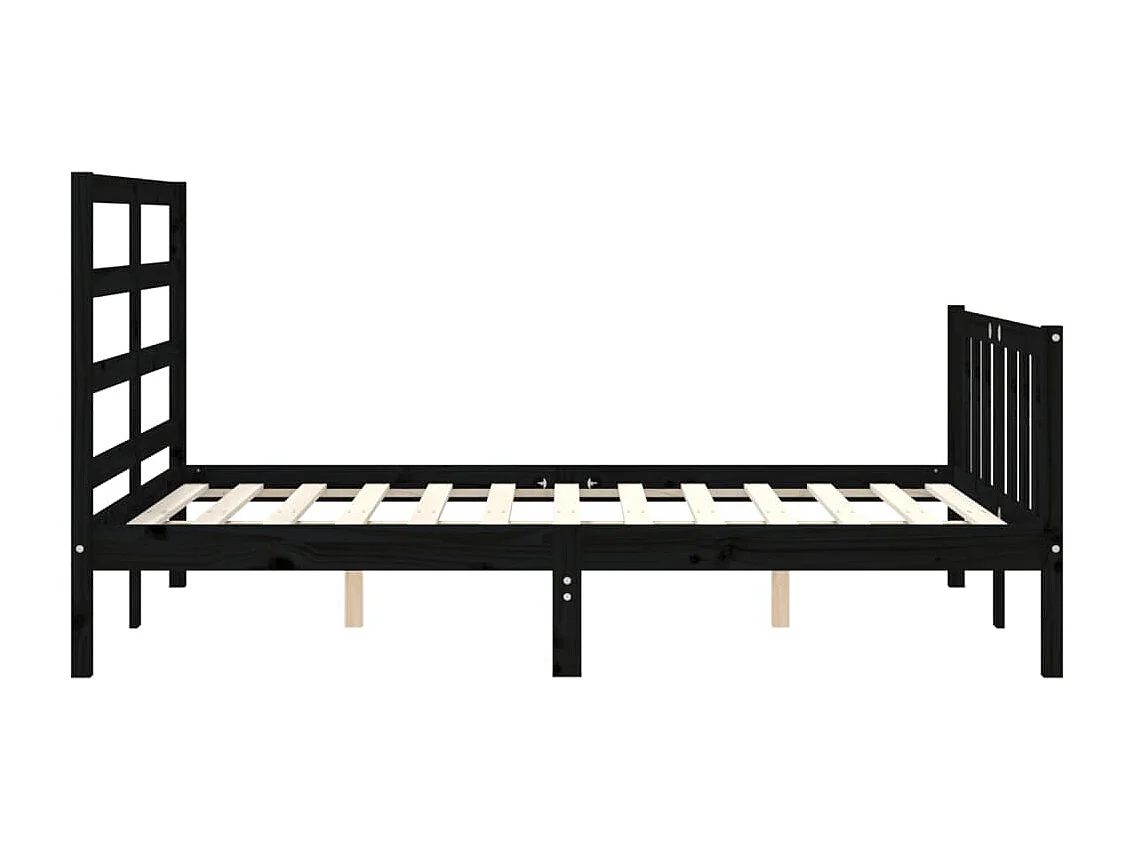 Cadre de lit avec tête de lit noir 140x190 bois massif