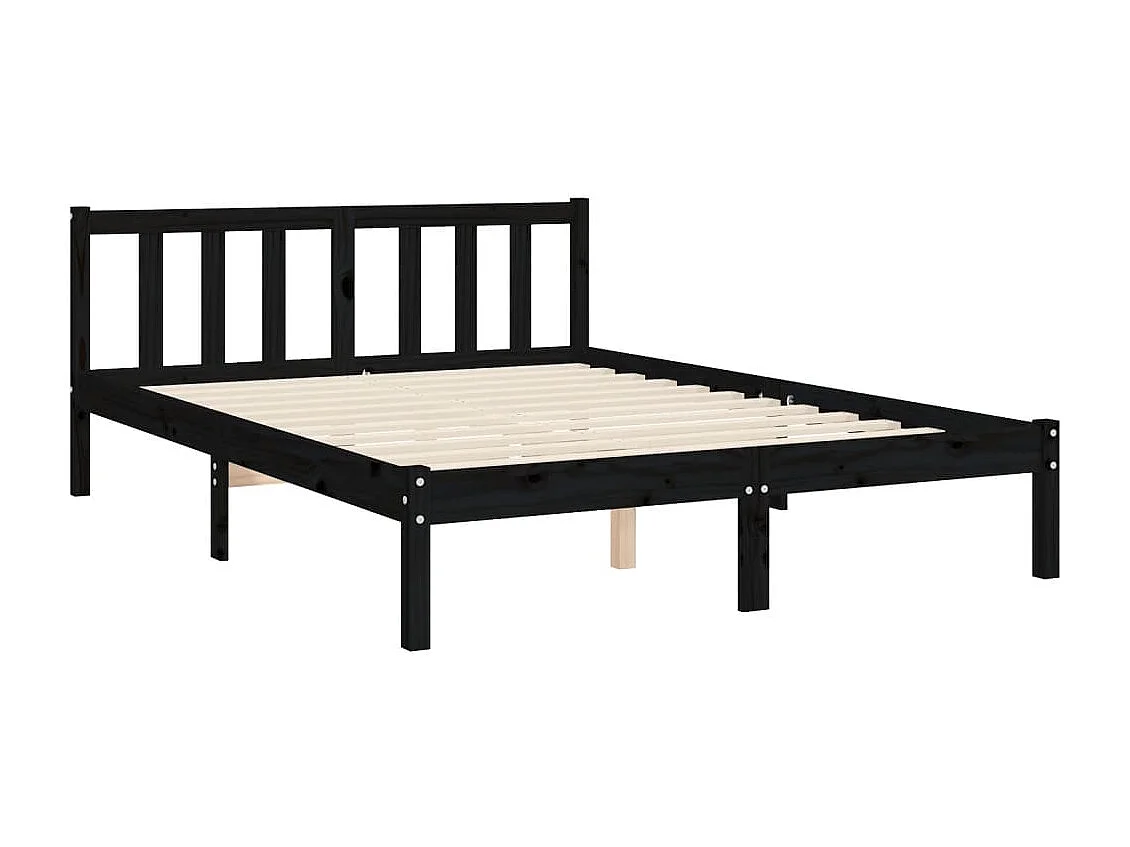 Cadre de lit avec tête de lit noir 140x190 bois massif