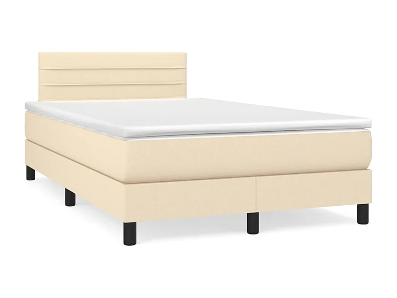 Sommier à lattes de lit matelas et LED crème 120x190 tissu