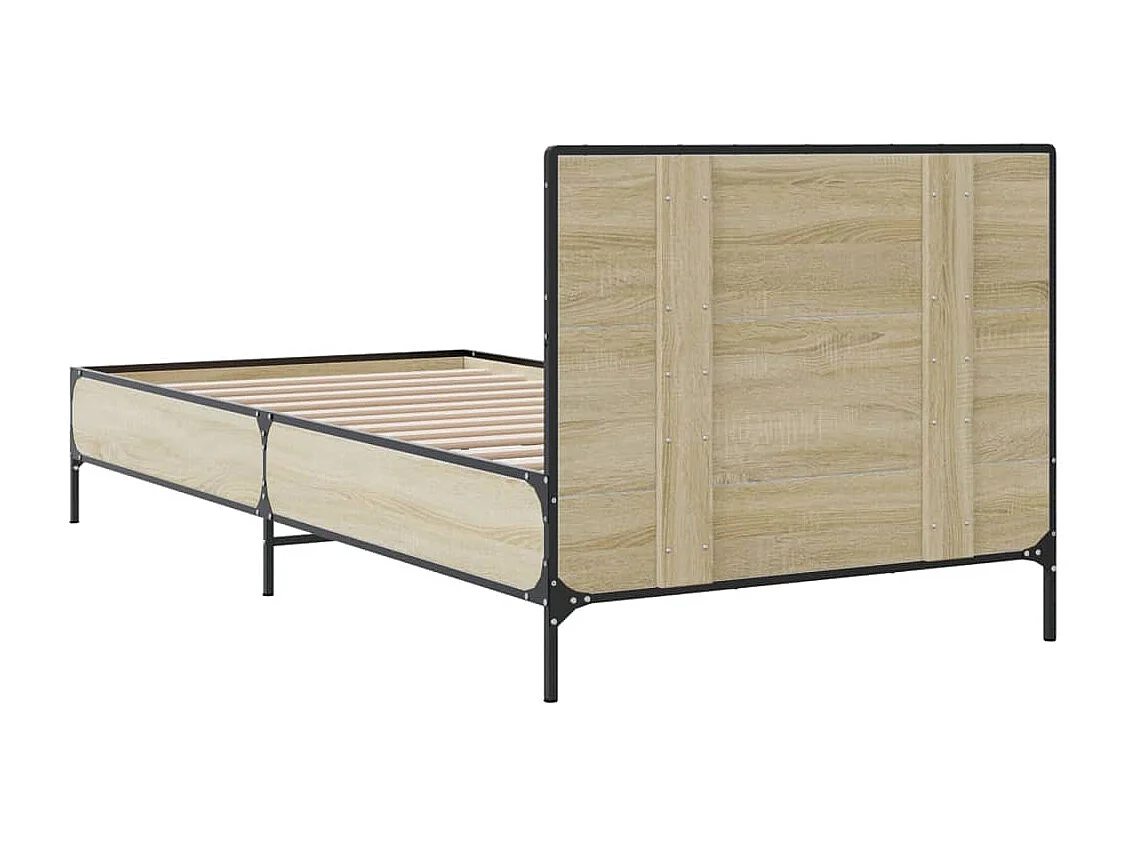 Cadre de lit chêne sonoma 90x200 bois d'ingénierie et métal