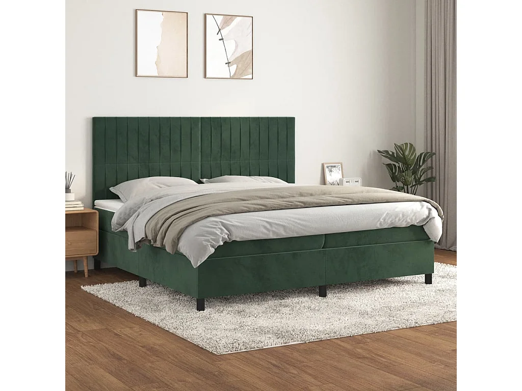 Sommier à lattes de lit et matelas Vert foncé 200x200 Velours