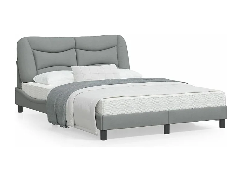 Cadre de lit avec lumières LED gris clair 140x200 tissu