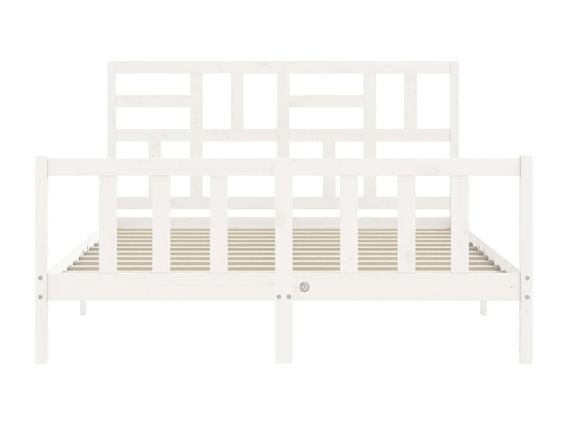 Cadre de lit avec tête de lit blanc 160x200 bois massif