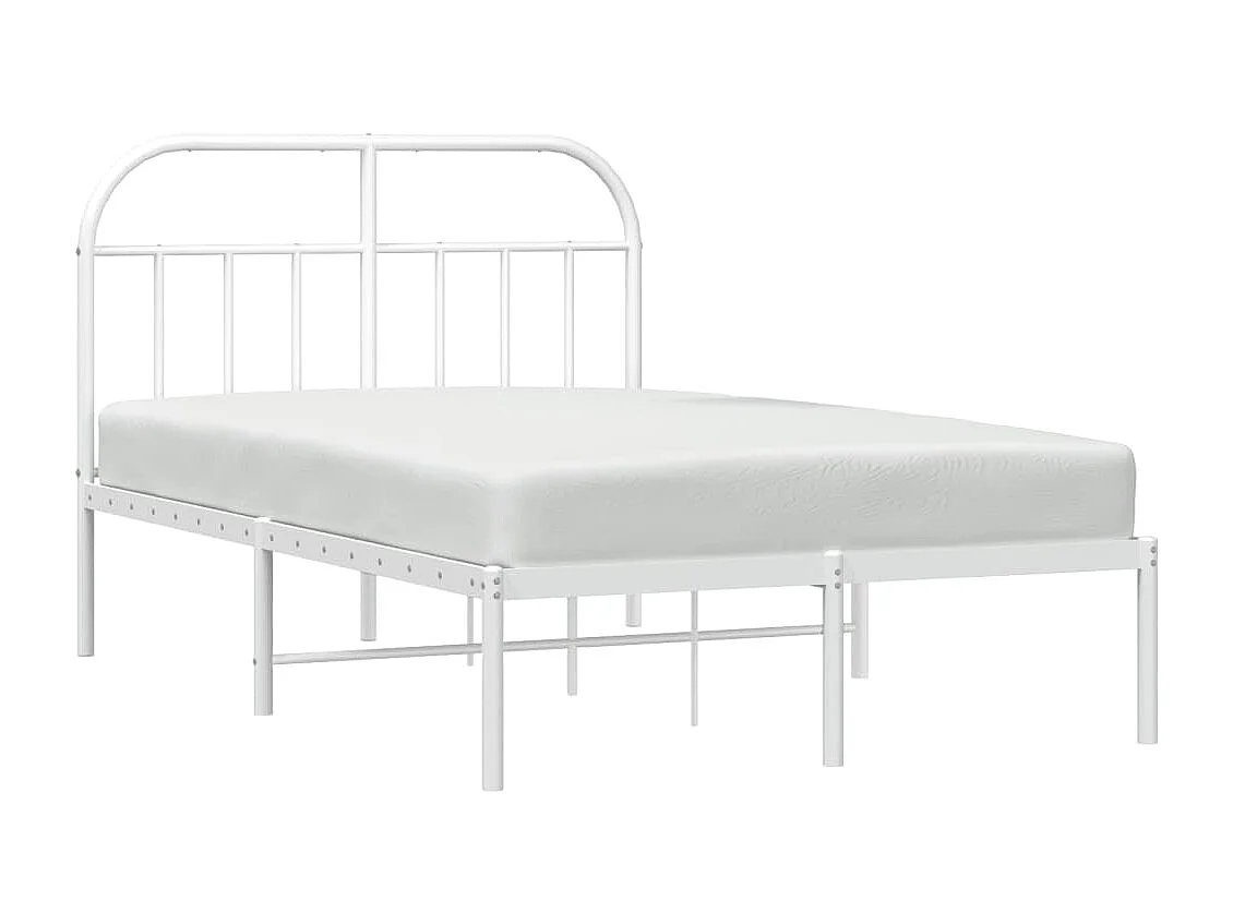 Cadre de lit métal avec tête de lit blanc 120x200