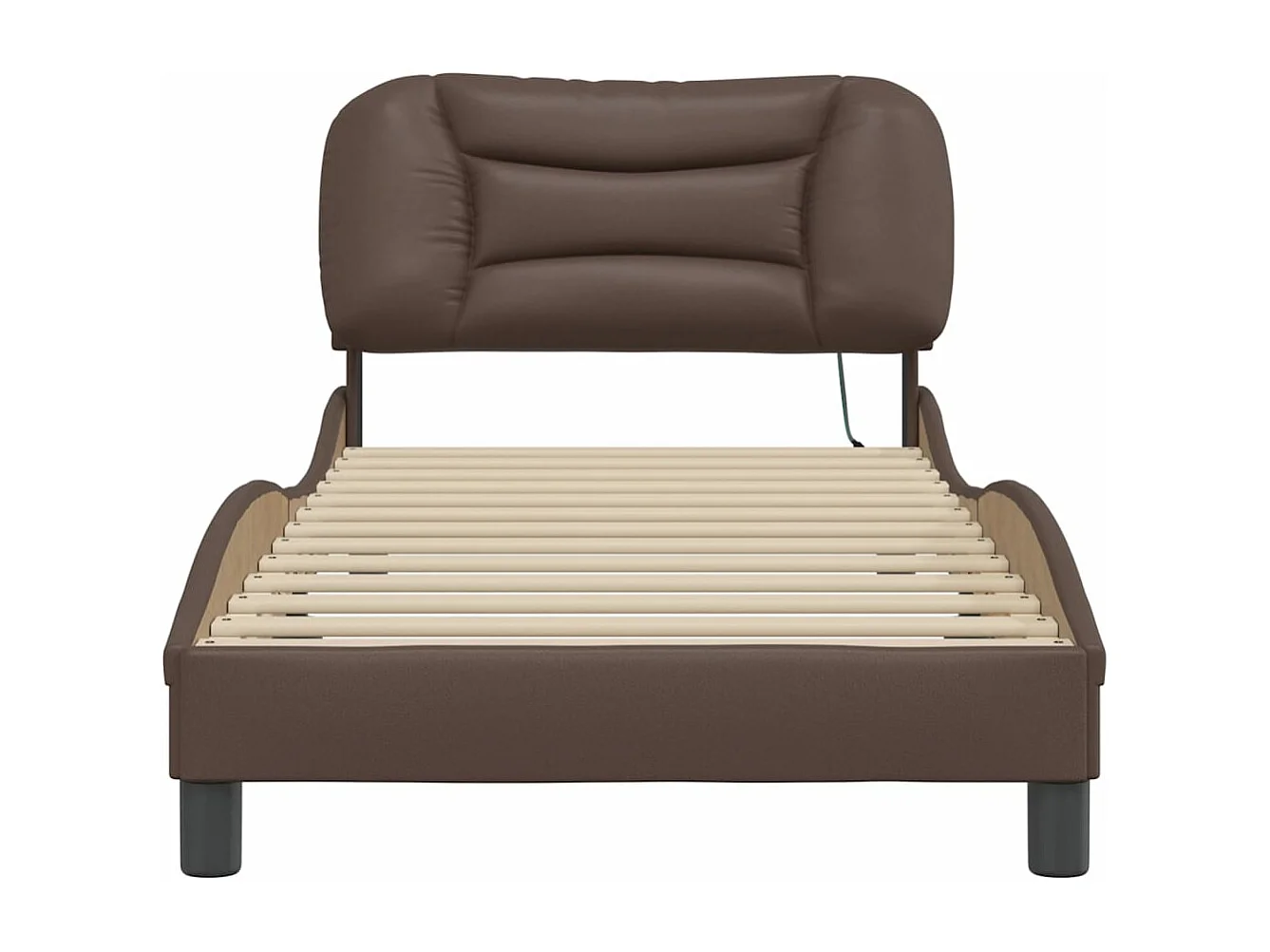 Cadre de lit avec lumières LED marron 90x190 similicuir