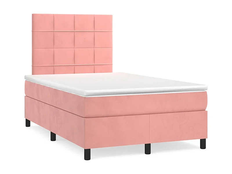 Sommier à lattes de lit avec matelas rose 120x190 velours