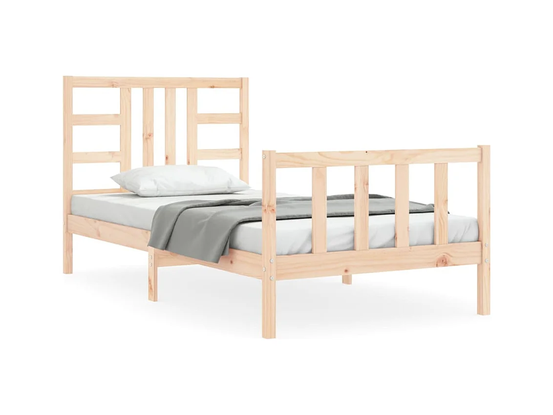 Cadre de lit avec tête de lit 90x190 bois massif
