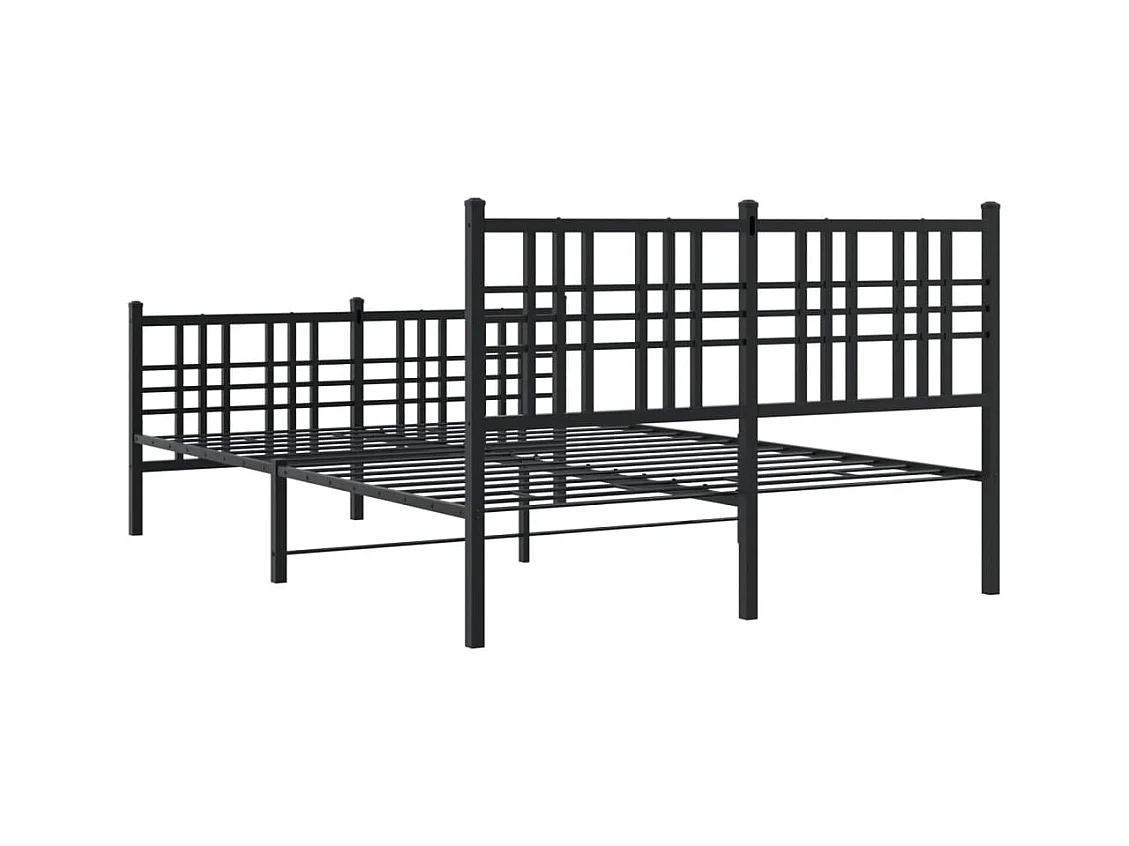 Cadre de lit métal avec tête de lit-pied de lit noir 120x200