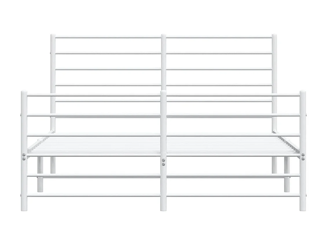 Cadre de lit métal avec tête de lit-pied de lit blanc 140x190