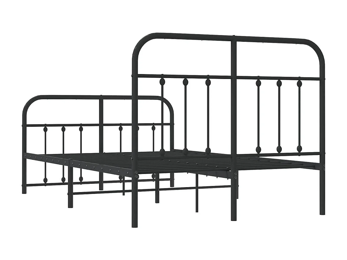 Cadre de lit métal avec tête de lit-pied de lit noir 120x200