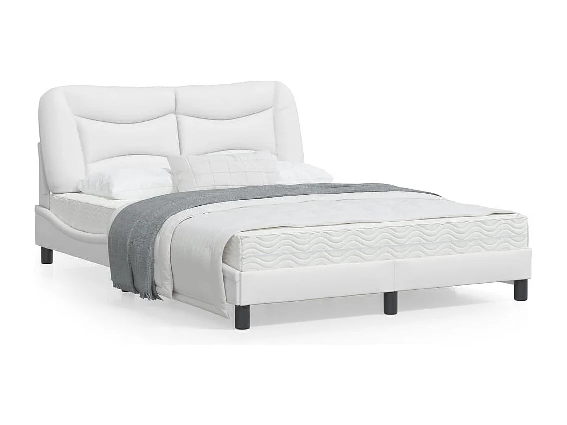 Cadre de lit avec tête de lit Blanc 140x200 Similicuir