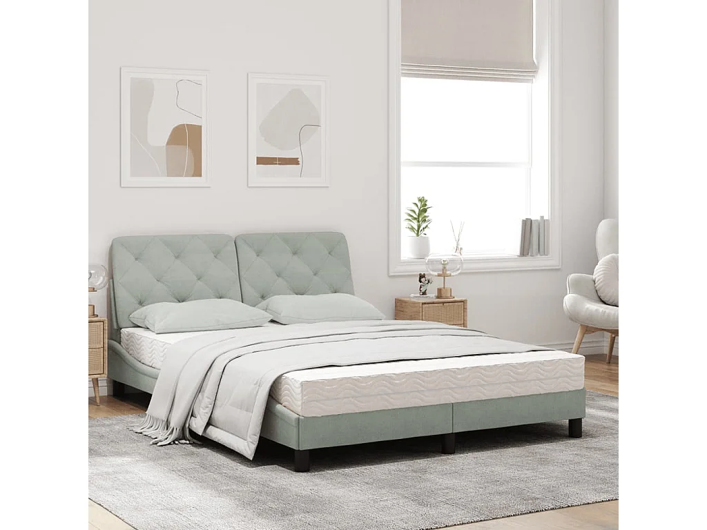 Lit avec matelas gris clair 120x200 velours