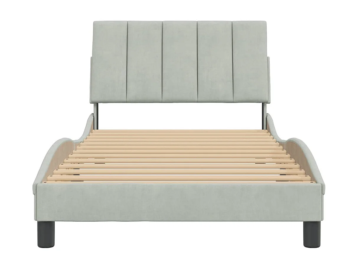 Cadre de lit avec tête de lit Gris clair 100x200 Velours