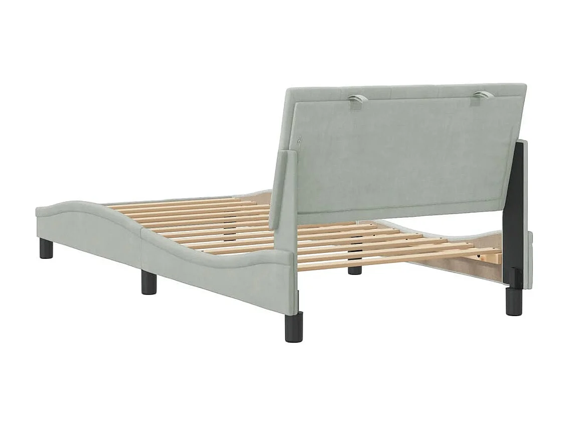 Cadre de lit avec tête de lit Gris clair 100x200 Velours
