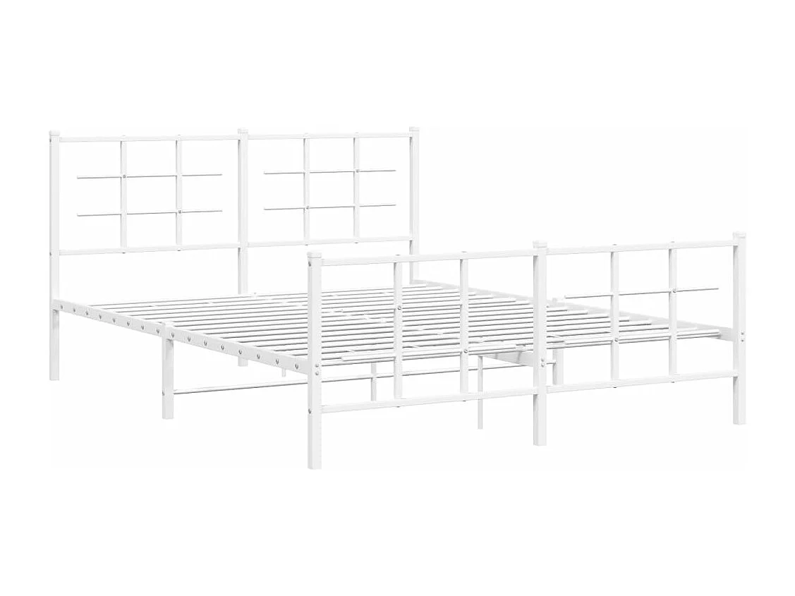 Cadre de lit métal avec tête de lit-pied de lit blanc 150x200