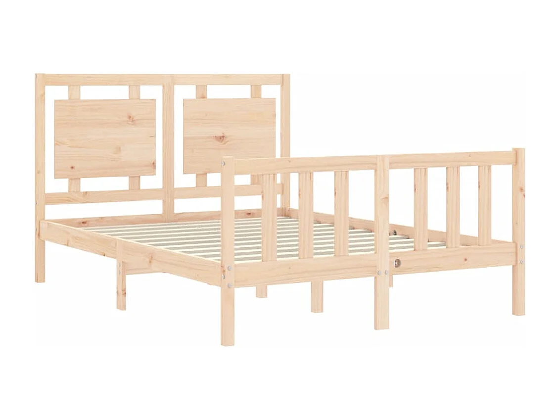 Bedframe met hoofdbord massief hout 140x190 cm
