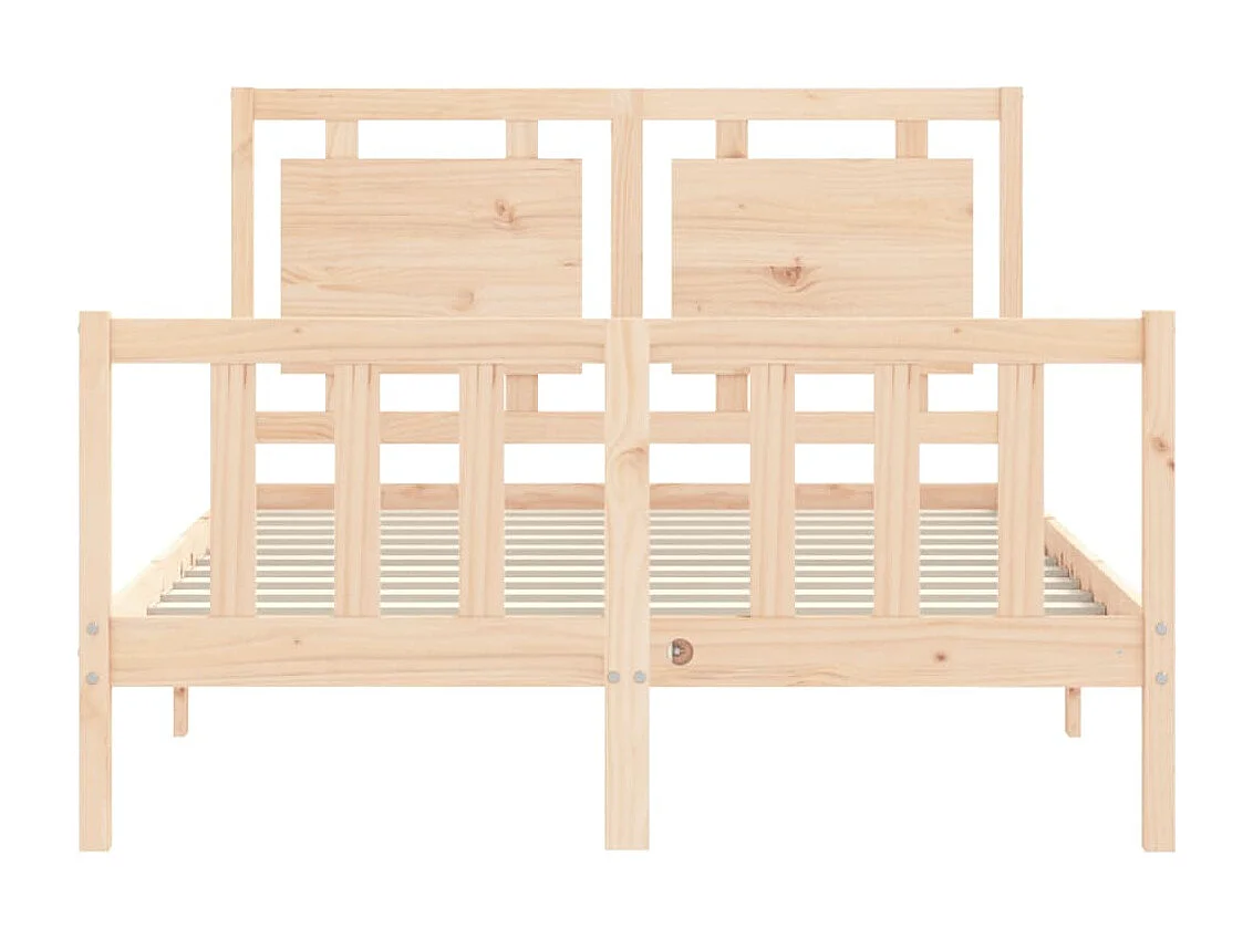 Bedframe met hoofdbord massief hout 140x190 cm