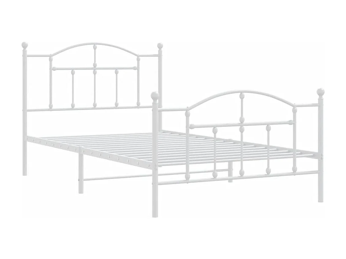 Cadre de lit métal avec tête de lit-pied de lit blanc 100x200