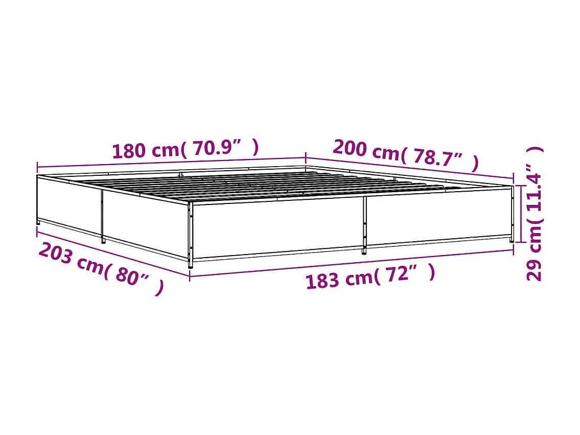 Bedframe bewerkt hout metaal zwart 180x200 cm