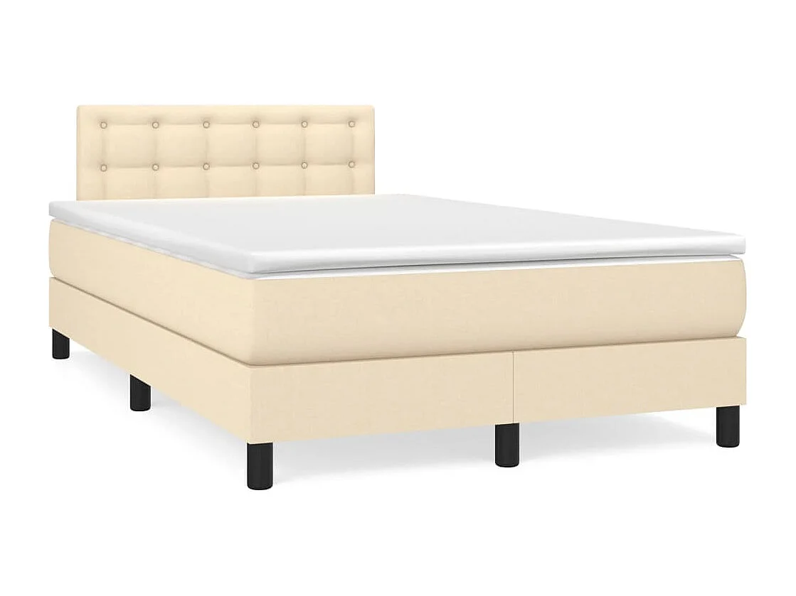 Lit à sommier tapissier avec matelas Crème 120x200 Tissu 7