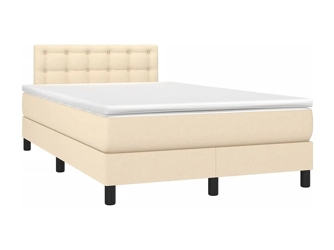 Lit à sommier tapissier avec matelas Crème 120x200 Tissu 7