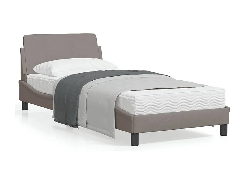 Cadre de lit avec tête de lit Taupe 90x200 Tissu